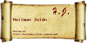 Heilman Jolán névjegykártya