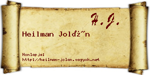 Heilman Jolán névjegykártya